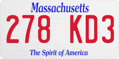 MA license plate 278KD3