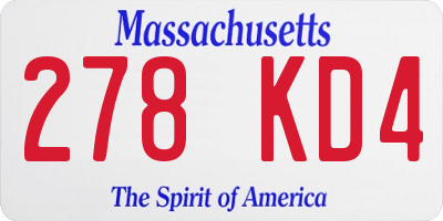 MA license plate 278KD4