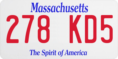 MA license plate 278KD5