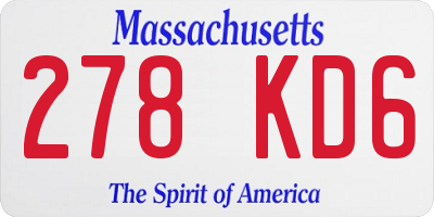 MA license plate 278KD6