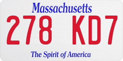 MA license plate 278KD7