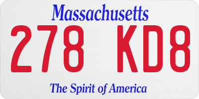 MA license plate 278KD8
