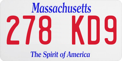 MA license plate 278KD9