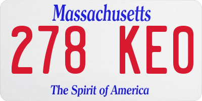 MA license plate 278KE0