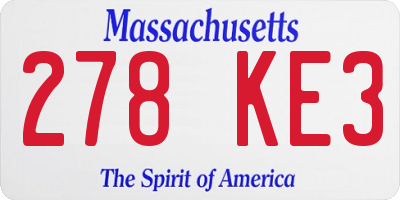 MA license plate 278KE3