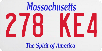 MA license plate 278KE4