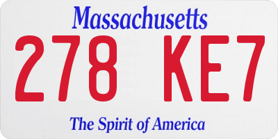 MA license plate 278KE7