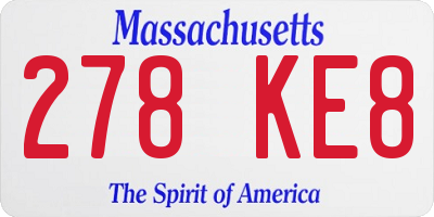 MA license plate 278KE8