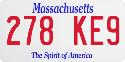 MA license plate 278KE9