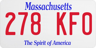 MA license plate 278KF0