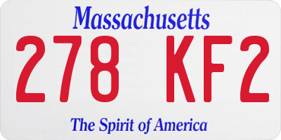 MA license plate 278KF2