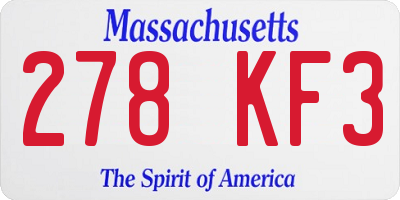 MA license plate 278KF3
