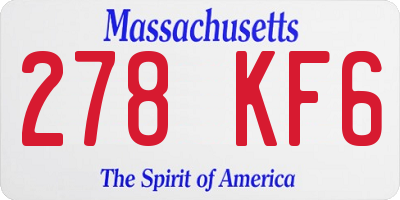 MA license plate 278KF6
