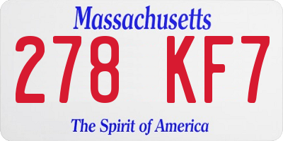 MA license plate 278KF7