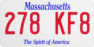 MA license plate 278KF8