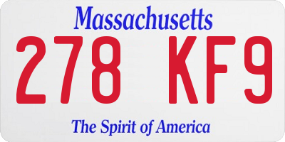 MA license plate 278KF9