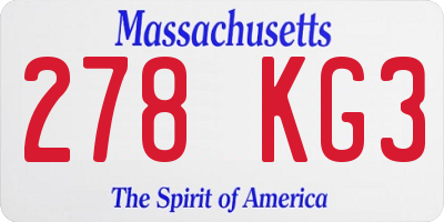 MA license plate 278KG3