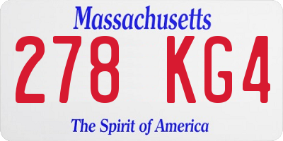 MA license plate 278KG4