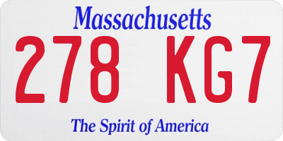MA license plate 278KG7
