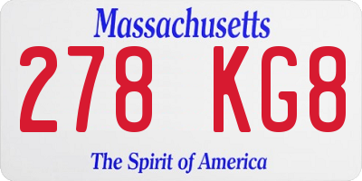 MA license plate 278KG8