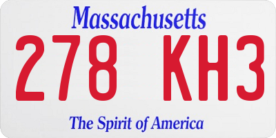 MA license plate 278KH3