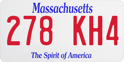 MA license plate 278KH4