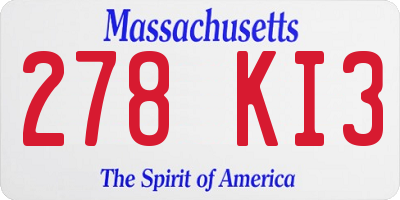 MA license plate 278KI3