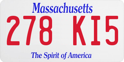 MA license plate 278KI5