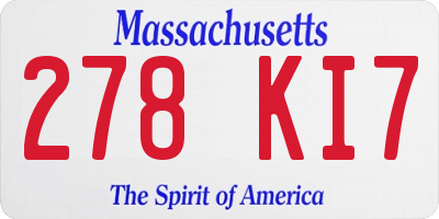 MA license plate 278KI7