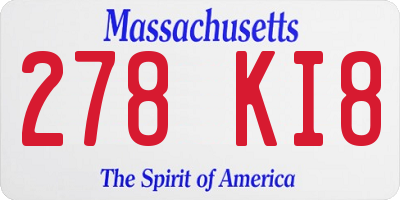 MA license plate 278KI8