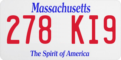 MA license plate 278KI9