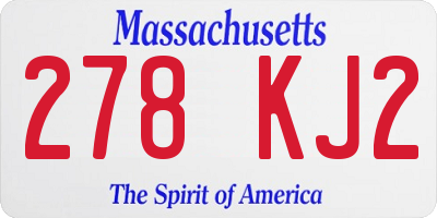 MA license plate 278KJ2