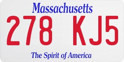 MA license plate 278KJ5