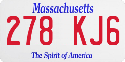 MA license plate 278KJ6