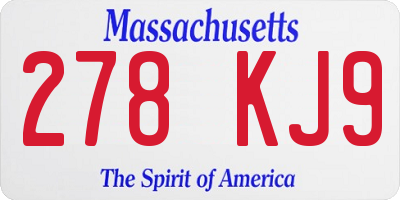 MA license plate 278KJ9