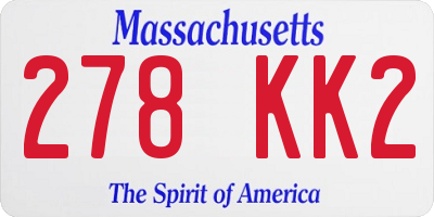 MA license plate 278KK2