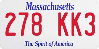 MA license plate 278KK3