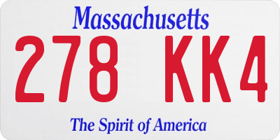 MA license plate 278KK4