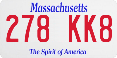 MA license plate 278KK8