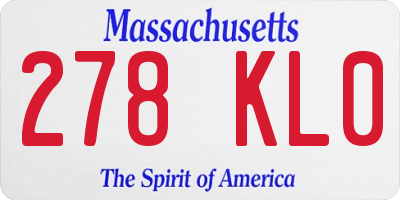 MA license plate 278KL0