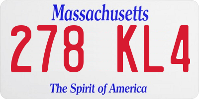 MA license plate 278KL4