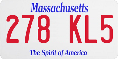 MA license plate 278KL5