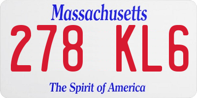 MA license plate 278KL6