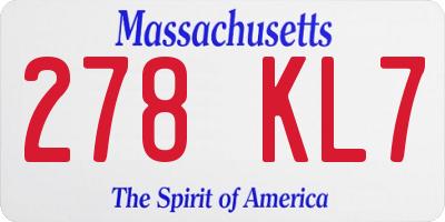 MA license plate 278KL7