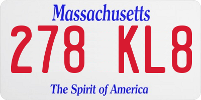 MA license plate 278KL8
