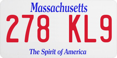 MA license plate 278KL9