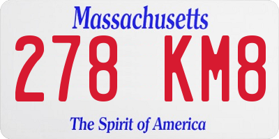 MA license plate 278KM8