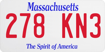 MA license plate 278KN3