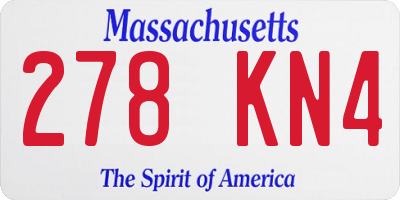 MA license plate 278KN4