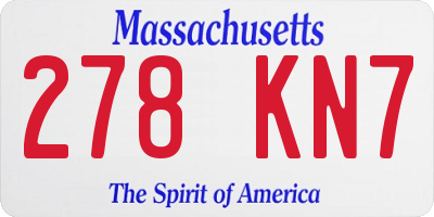 MA license plate 278KN7